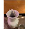 Image 2 : large ceramic vase with embossed flowers - one mirrored and one glass