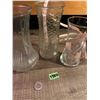 Image 1 : three large glass vases -2 clear and one hand painted