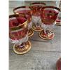 Image 5 : Very rare 1920 red and gold glass decanter and glasses. No chiipns cracks or damage - in excellent c