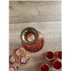 Image 7 : Very rare 1920 red and gold glass decanter and glasses. No chiipns cracks or damage - in excellent c