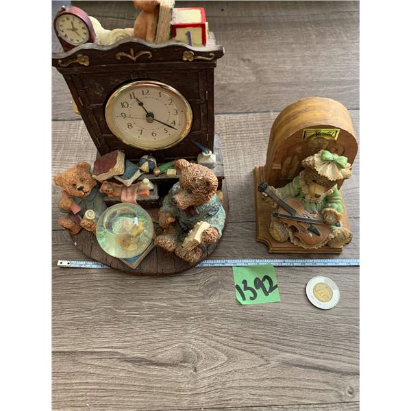 Teddy bear accessories - decor clock needs batteries music box works