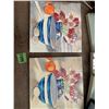 Image 2 : Two decorative tiles - garden books leather folder and one show form