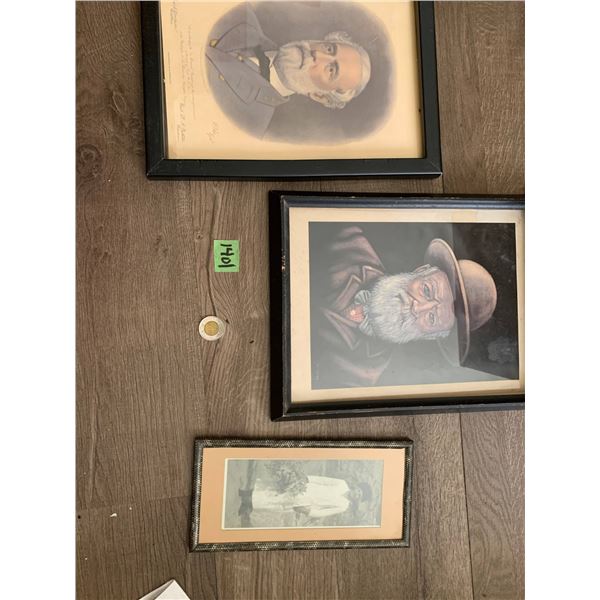 Theee frames old portraits - one photo, two prints