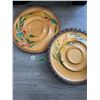 Image 1 : Pair of two blonde wood Scandinavian platters- traditional motif are adapted