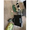 Image 1 : iPod deck works well, cast iron door stop, small collectible tin and three drawer plastic container