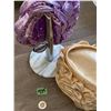 Image 5 : Acrylic 1960 headscarf/shawl - purple 1960 hat with tags still on, brocade fancy pillbox - in excell