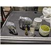 Image 1 : Glam decor- two silver elephants, two white and silver candle holders, small perfume container