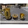 Image 1 : Brass pint mug, small mug and interesting candle holder