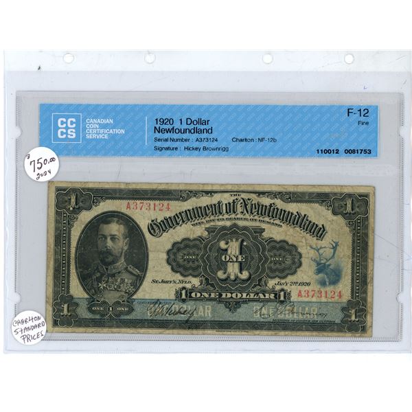 1920 $1.00 - F-12 - Newfoundland
