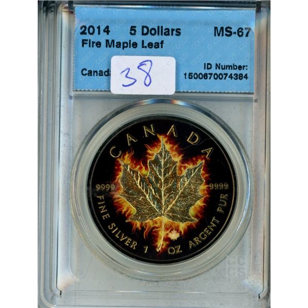 2014 - 5.00 - PF-69 - Fire Maple Leaf