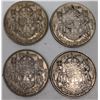 Image 1 : Canadian 1943 Silver 50 Cent Coins -4 Coins