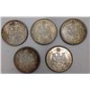Image 2 : Canadian 1962 Silver 50 Cent Coins -5 Coins