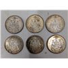 Image 1 : Canadian Silver 1963/1959 50 Cent Coins 1963-3 coins 1959-3 coins
