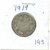 Image 1 : 1919 Canadian Silver 25 Cent Coin