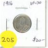 Image 1 : 1916 Silver 10 Cents. Issued during World War I. VF-30.