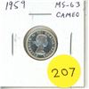Image 1 : 1959 Silver 10 Cents. MS-63 with Cameo. Bright White.