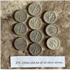 Image 2 : lot of 10 USA silver dimes from 1950's