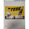 Image 1 : 1980s Vintage Ted William Creamy Root Beer Metal Sign 16"x 10.5"