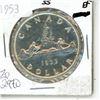 Image 1 : 1953 canadian 1 dollar coin- EF