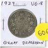 Image 1 : 1929 Canadian Silver 50 Cents. Issued during the first year of the Great Depression. VG-8.