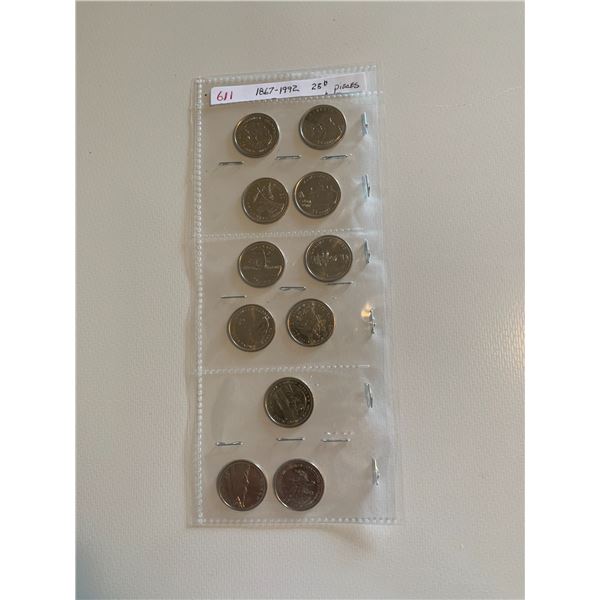 1867-1992 25 cent coins provinces/ territories set