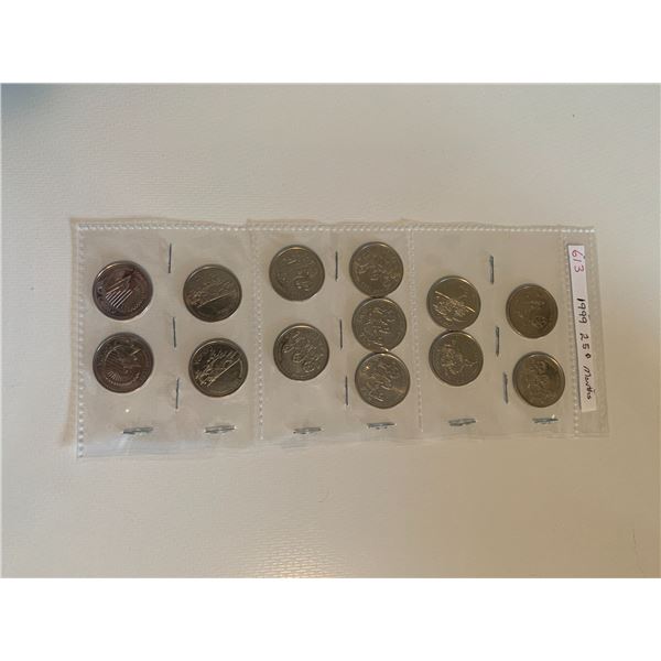 1999 25 cent  assorted months set