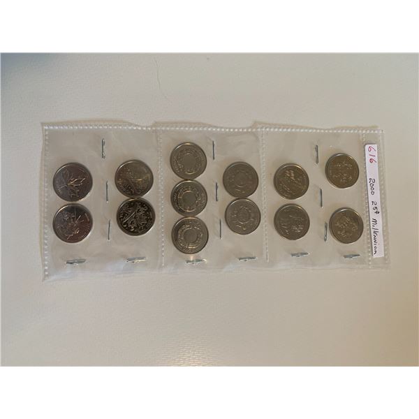 2000 25 cent  assorted commemorative milennium set