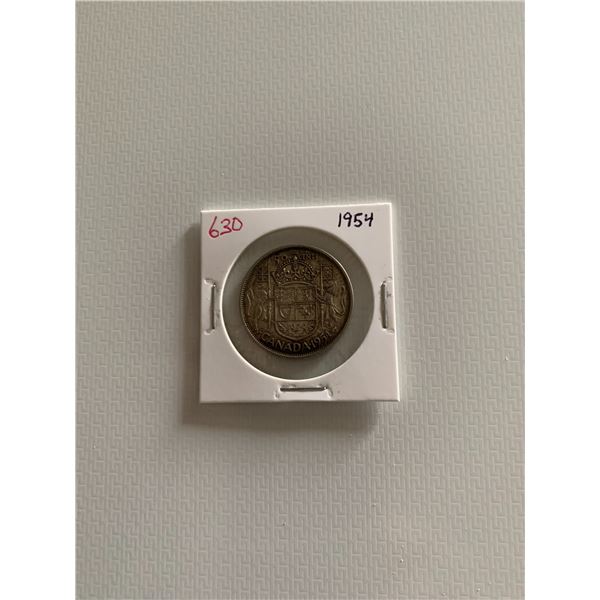 1954 canadian silver 50 cent coin