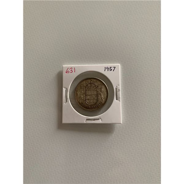 1957 canadian silver 50 cent coin