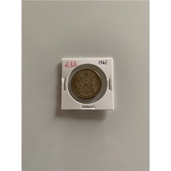 1961 canadian silver 50 cent coin