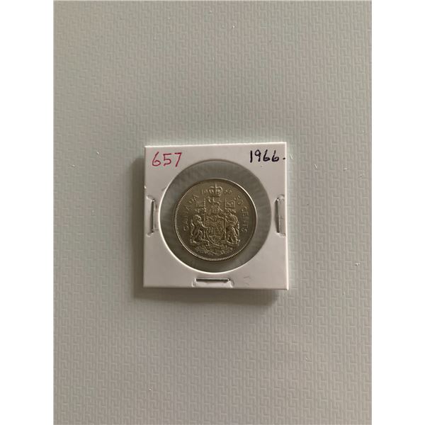 1966 canadian silver 50 cent coin