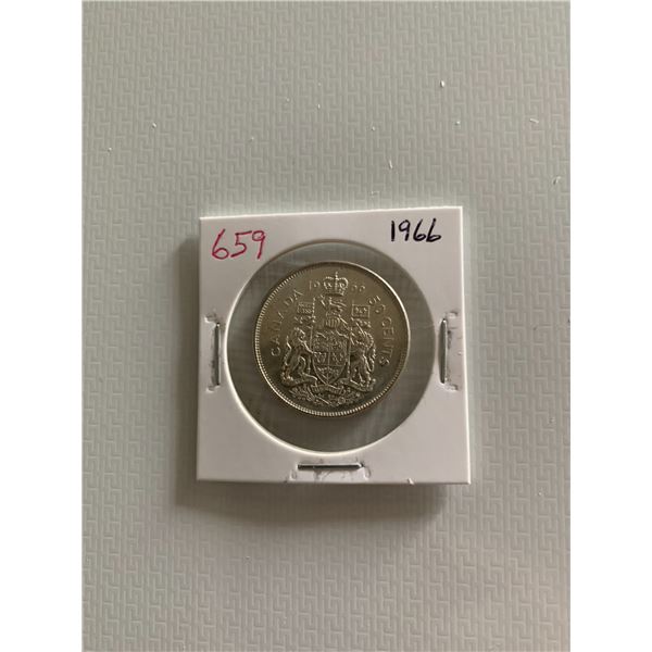 1966 canadian silver 50 cent coin