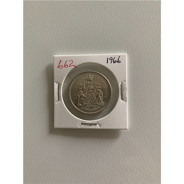1966 canadian silver 50 cent coin