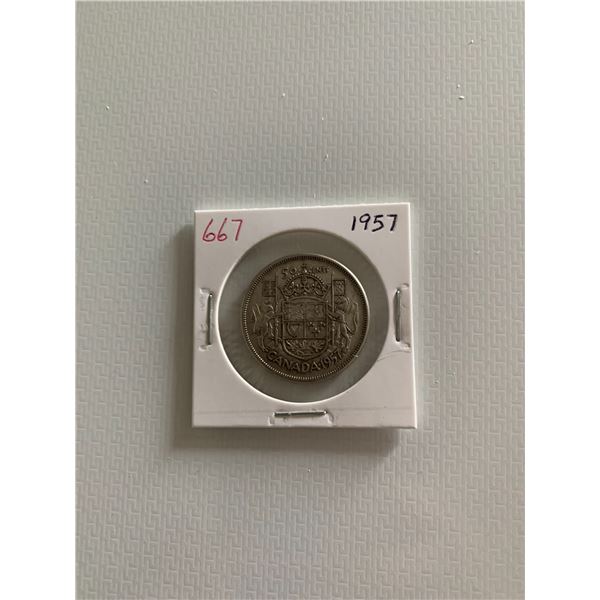 1957 canadian silver 50 cent coin