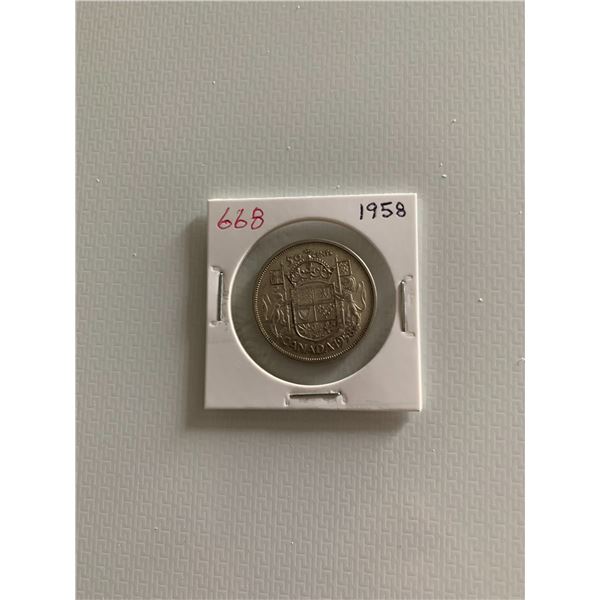 1958 canadian silver 50 cent coin