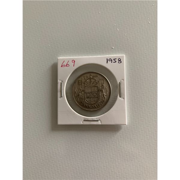 1958 canadian silver 50 cent coin