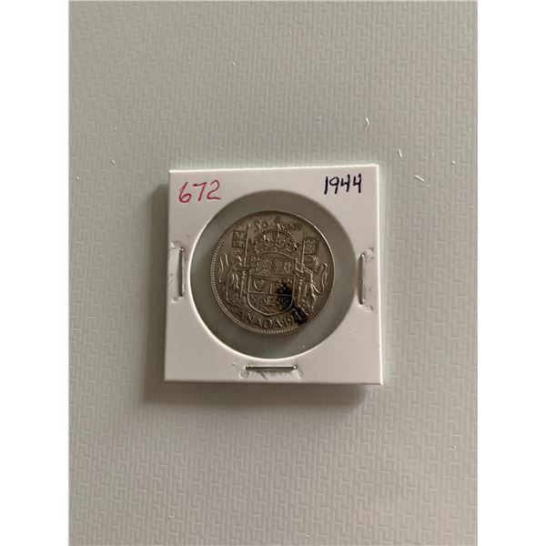 1944 canadian silver 50 cent coin