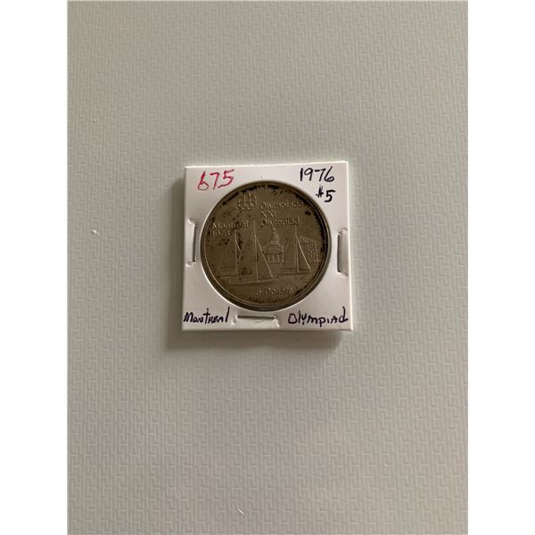 1976  canadian 5 dollar coin montreal- oympaid