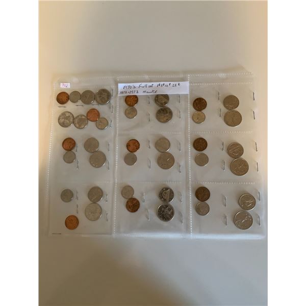 Sheet of 1970's 1 cent , 5 cent , 10 cent and 25 cent conis- 1873-1973 mountie