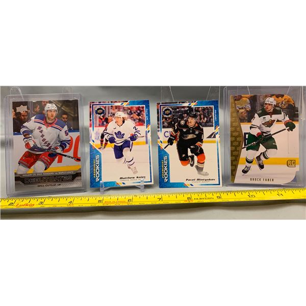 4x NHL Rookie Cards: Matthew Knies; Will Cuylle; Brockfaber; Pavel Mintyukor
