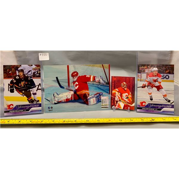 Calgary Flames Mike Vernon Photo + 3x Rookie Cards/ 2 Jumbo Young Guns