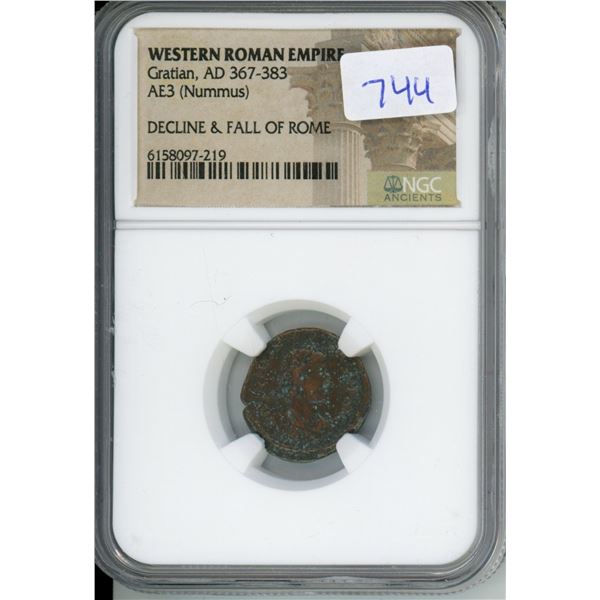 367-383 AD Western Roman Empire, Gratian, AE3 (Nummus) (NGC #6158097-219)