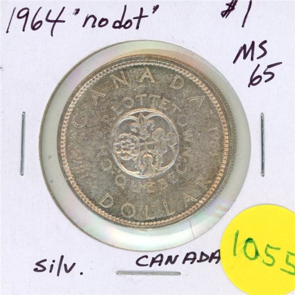 1964 No Dot Canada Silver $1