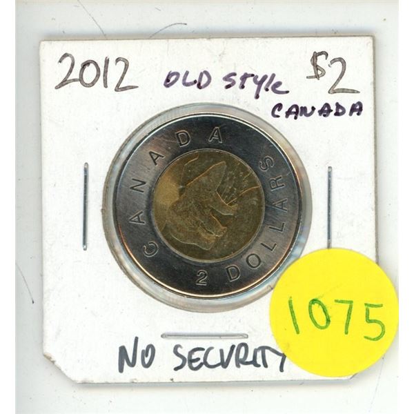 2012 Canada $2 Old Style (No Security) Coin