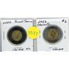 Image 1 : Lot of 2 Canada $2 Coins:  2022 Black Toonie & 2023 King Charles III