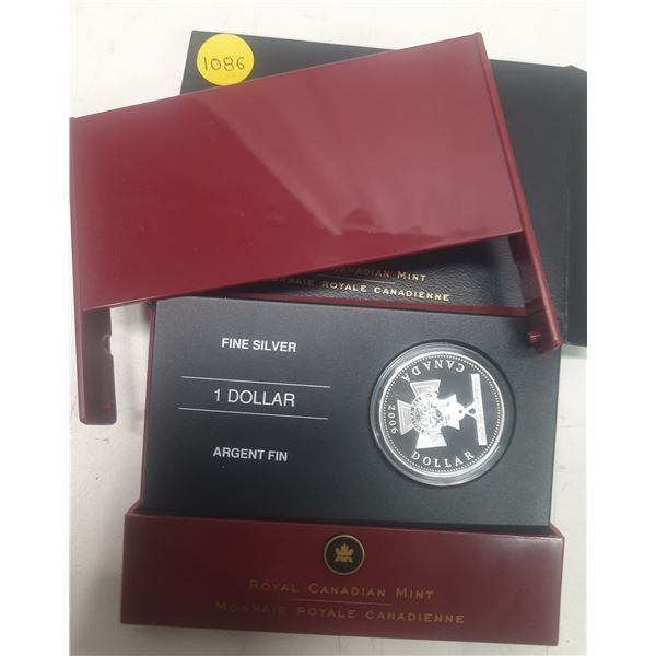 2006 Canada Fine Silver Proof $1 Victoria Cross 150th Anniversary, COA