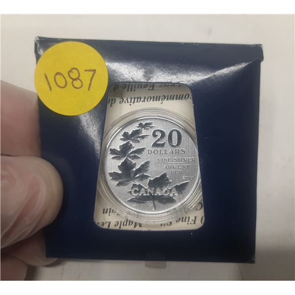 2011 Canada Fine Silver $20 for $20 Coin:  Maple Leaf