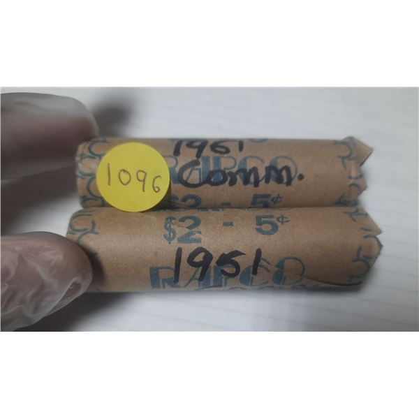 Lot of 2 Rolls 1951 Canada 5¢
