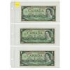 Image 1 : Lot of Three 1967 Canada $1 Bills, Beattie/Rasminsky (#*I/P 7773154, Replacement *B/M 1732248 & Repl