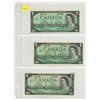 Image 1 : Lot of Three 1867-1967 Canada $1 Bills, Beattie/Rasminsky